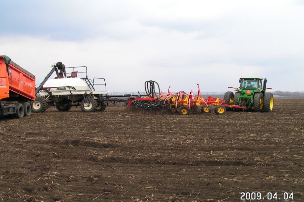 Seeding equipment in a field